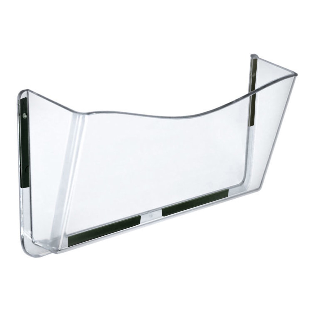 Azar Displays Single-Pocket Wall Files, Magnetic Tape Mount, 7inH x 14-3/4inW x 3inD, Clear, Pack Of 4 Files MPN:250045