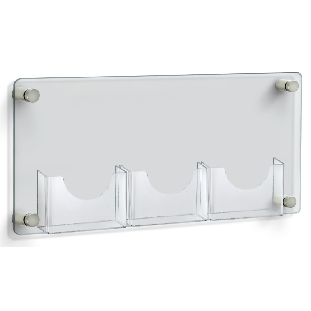Azar Displays 3-Pocket Bifold Wall Brochure Holder, 11in x 23in, Clear/Silver Caps MPN:105584