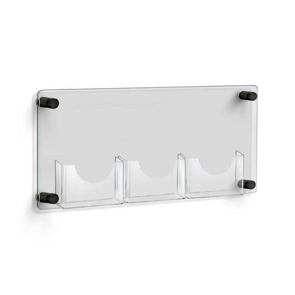 Azar Displays 3-Pocket Bifold Wall Brochure Holder, 11in x 23in, Clear/Black Caps MPN:105584-BLK