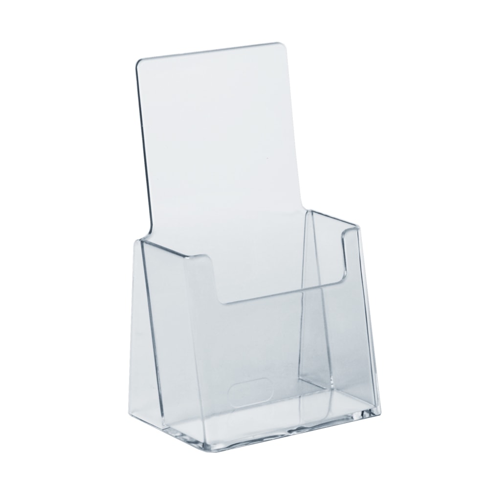 Azar Displays Trifold Brochure Holder 1-Pocket Plastic Literature Displays, 7-1/4inH x 4-1/8inW x 3/4inD, Clear, Pack Of 10 Holders MPN:252012-10PK