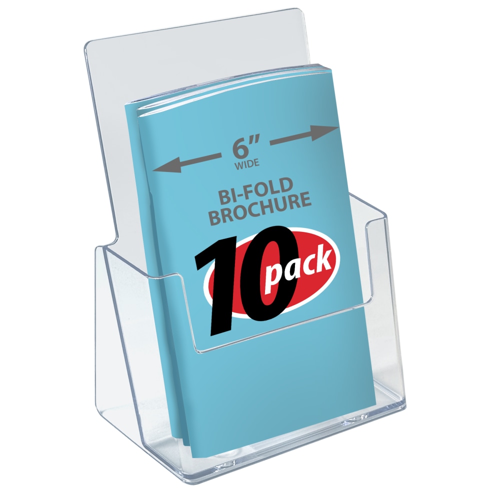 Azar Displays Countertop Bifold Brochure Holders, 6-1/2in x 9-1/2in, Clear, Pack Of 10 Holders MPN:252015-10PK
