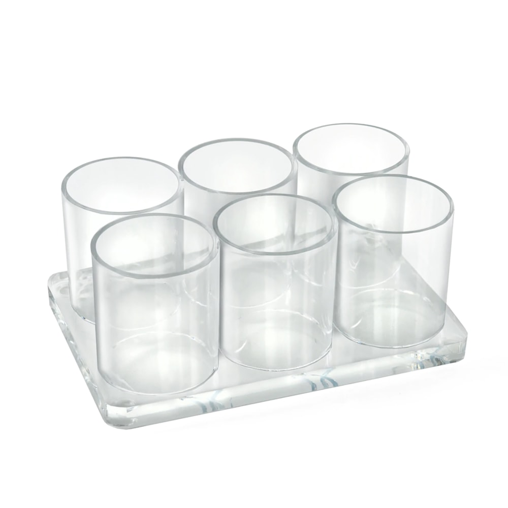 Azar Displays Acrylic Deluxe 6-Cup Holder, 3inH x 7inW x 4-3/4inD, Clear MPN:225576