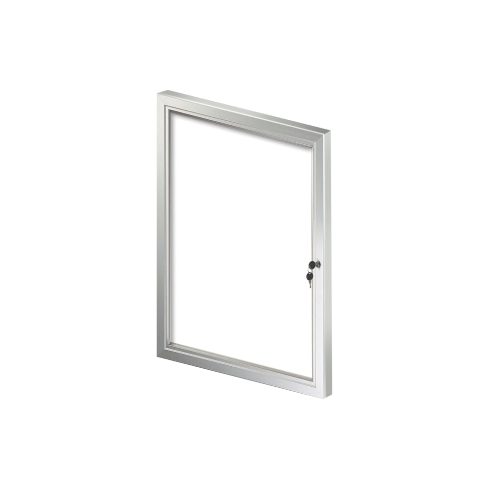 Azar Displays Enclosed Magnetic Message Board With Lock And Key, Porcelain, 23in x 29-3/4in, White, Silver Aluminum Frame MPN:300226