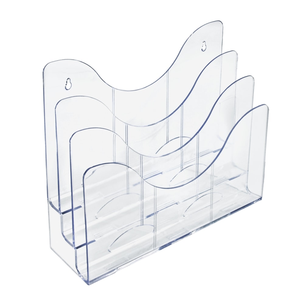 Azar Displays 3-Tier File And Brochure Desktop Wall Organizer With Dividers, 11-1/2inH x 3-1/2inW x 13-3/8inD, Clear MPN:250099
