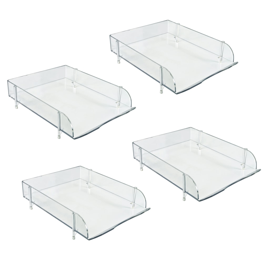 Azar Displays Stackable Letter Tray, 9inW x 12.25inD x 11inH, Clear, Pack of 4 Trays MPN:255010
