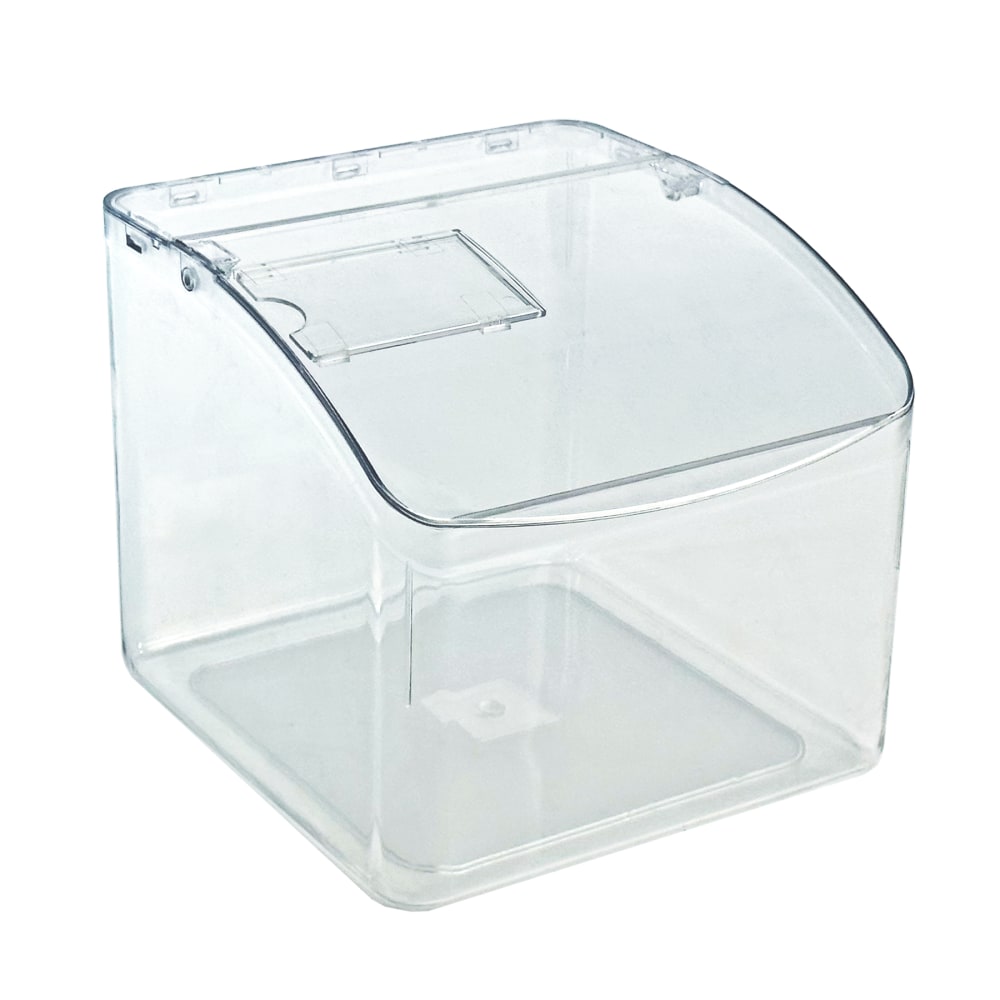 Azar Displays Candy Bin With Hinged Lid, 7inH x 7-3/4inW x 7-3/4inD, Clear MPN:400433