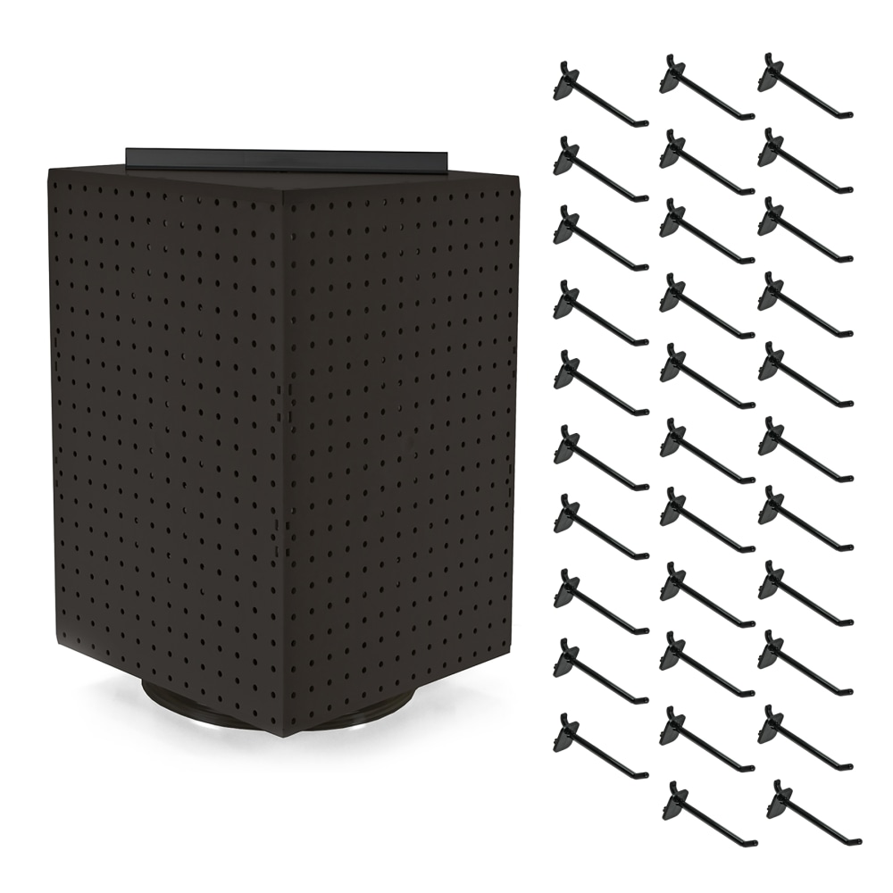 Azar Displays 4-Sided Revolving Pegboard Display With Hooks, 21inH x 14inW x 14inD, Black MPN:701414-BLK-4B32
