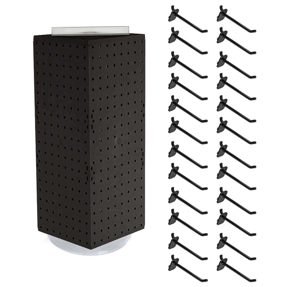 Azar Displays 4-Sided Revolving Pegboard Display With Hooks, 21inH x 8inW x 8inD, Black MPN:703385-BLK-4B24