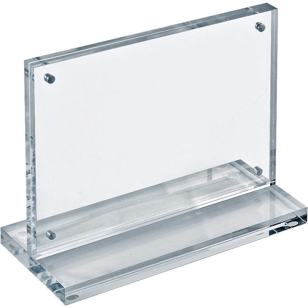 Azar Displays Acrylic Horizontal Slim Deluxe Block Frame, 7inW x 5inH x 3inD, Clear MPN:104775