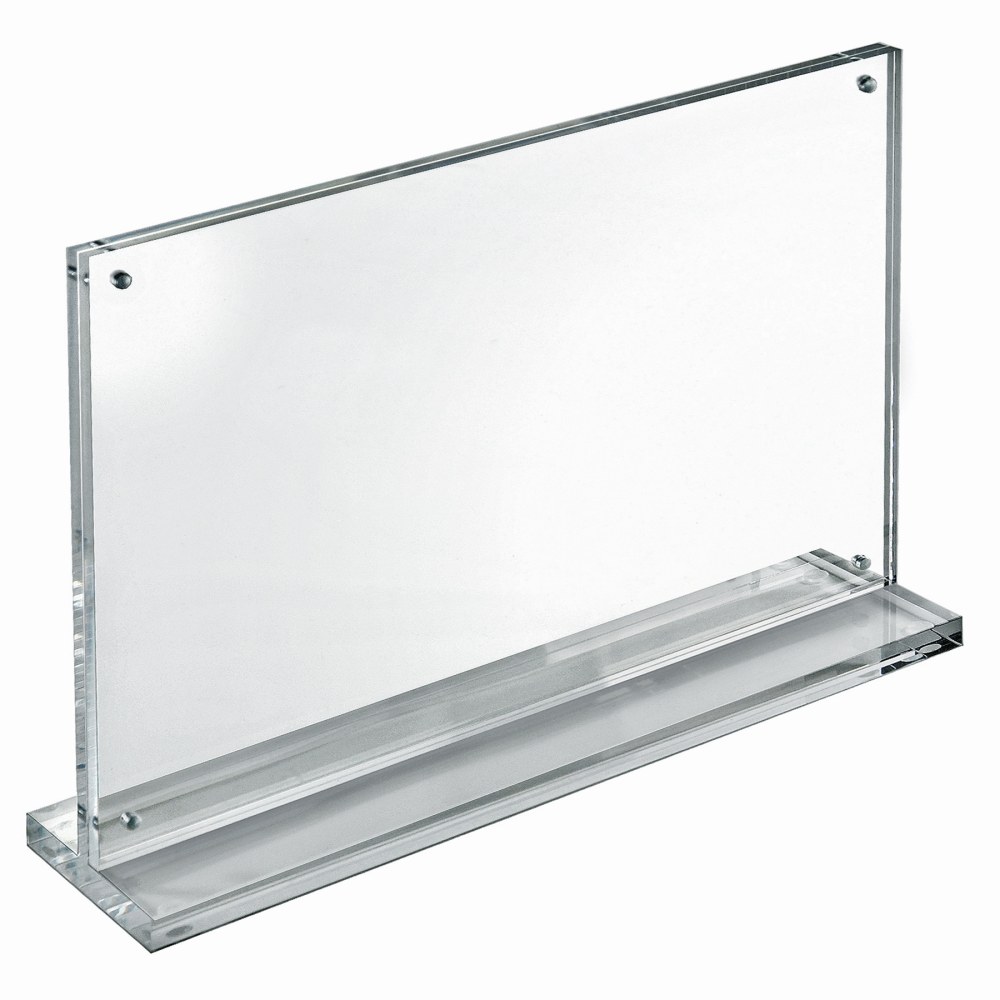 Azar Displays Acrylic Horizontal Slim Deluxe Block Frame, 10inH x 17inW x 3inD, Clear MPN:104777