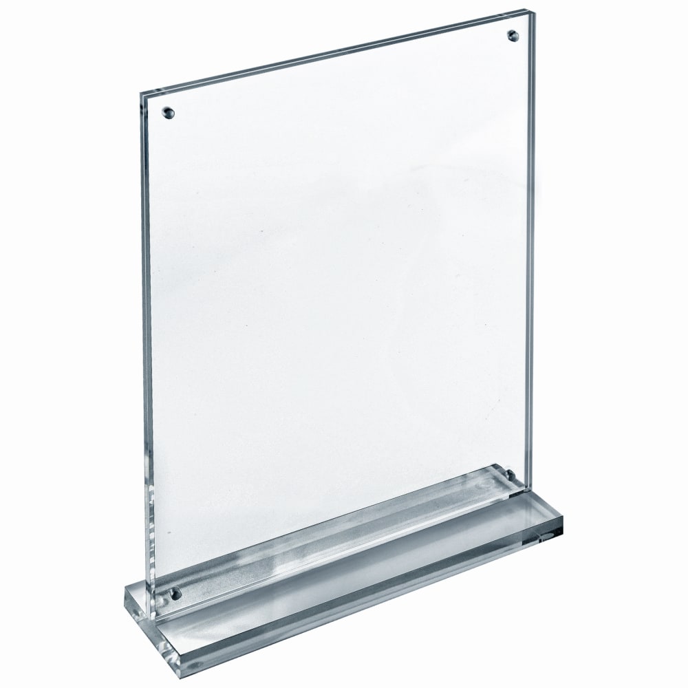 Azar Displays Acrylic Vertical Slim Deluxe Block Frame, 11inH x 8-1/2inW x 3inD, Clear MPN:104778