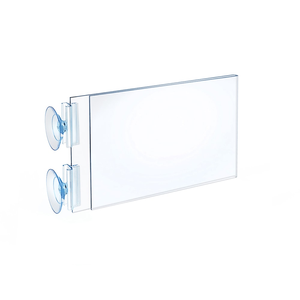Azar Displays 2-Sided Acrylic Horizontal/Vertical Suction Cup Sign Holders, 5inH x 7-3/4inW x 1-3/4inD, Clear, Pack Of 10 Sign Holders MPN:106682