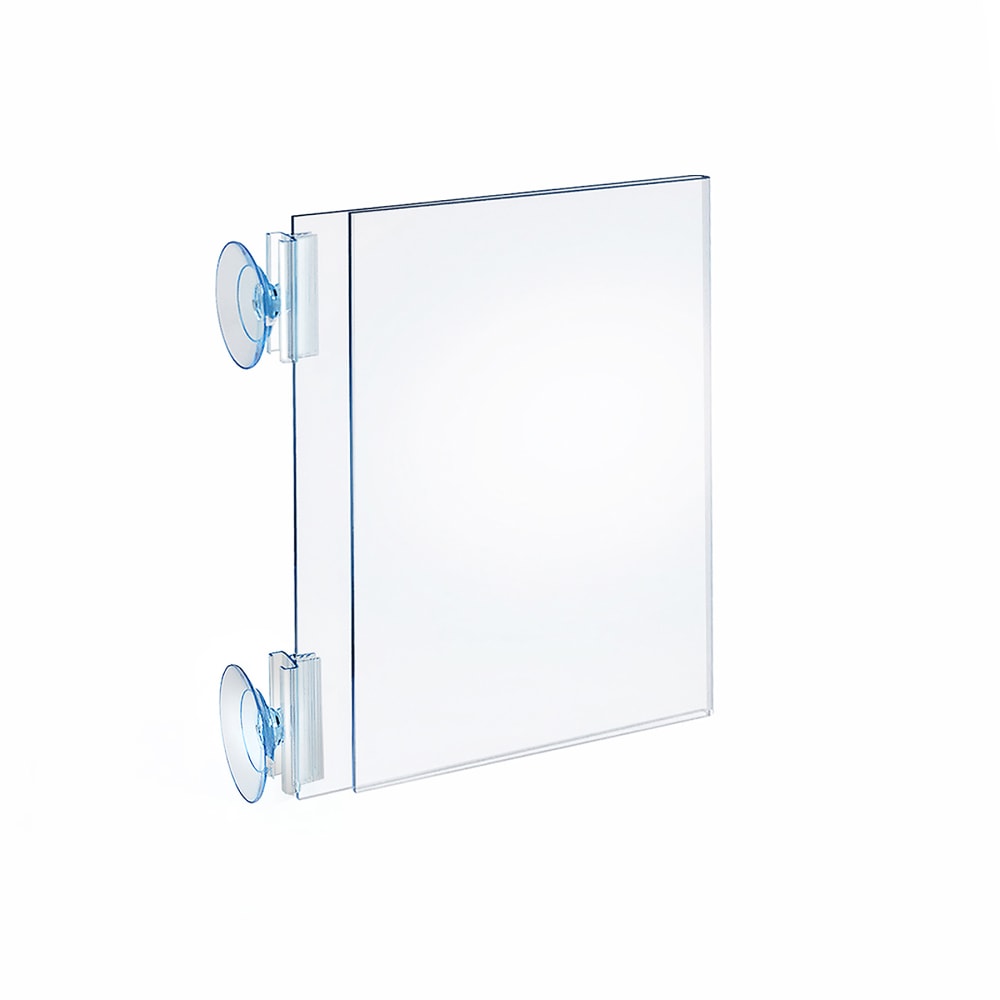 Azar Displays 2-Sided Acrylic Horizontal/Vertical Suction Cup Sign Holders, 8-1/2inH x 6-1/4inW x 1-3/4inD, Clear, Pack Of 10 Sign Holders MPN:106684