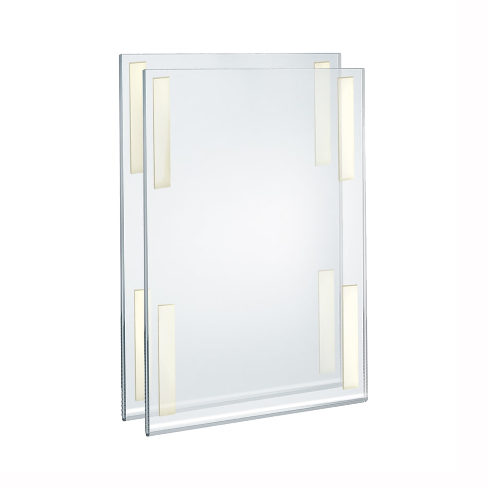 Azar Displays Adhesive Acrylic Vertical U-Frame Sign Holders, 17inH x 11inW x 1/4inD, Clear, Pack Of 2 Sign Holders MPN:122032-2PK