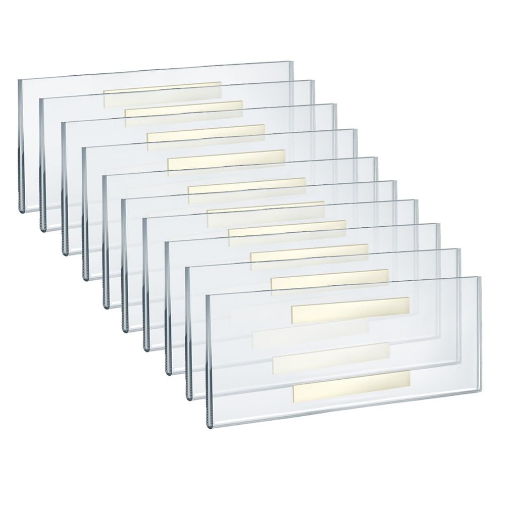 Azar Displays Adhesive Acrylic Horizontal U-Frame Sign Holders, 4-1/4inH x 11inW x 1/4inD, Clear, Pack Of 10 Sign Holders MPN:122044