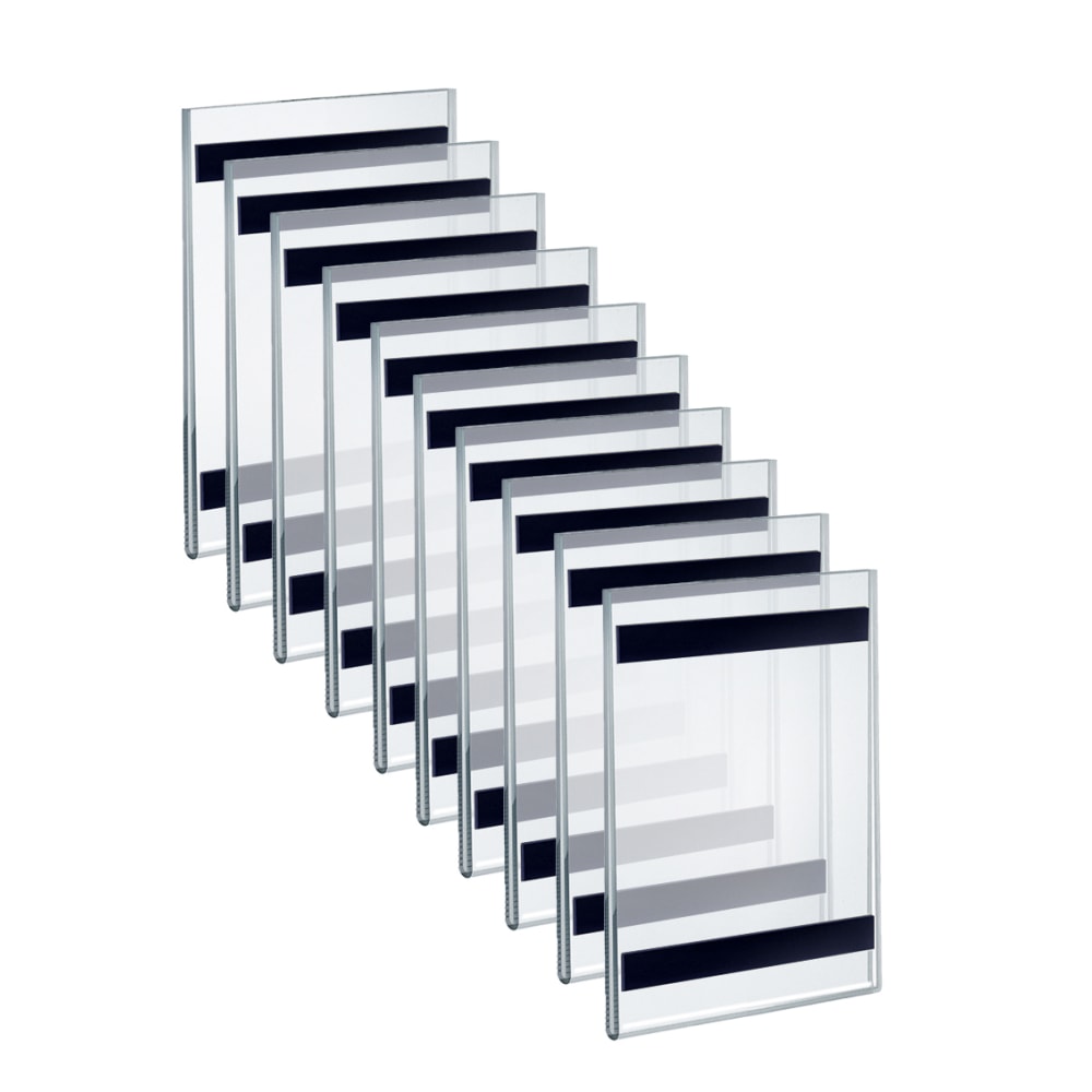 Azar Displays Magnet Back Vertical U-Frame Sign Holders, 6inH x 4inW x 1/4inD, Clear, Pack Of 10 Sign Holders MPN:129910
