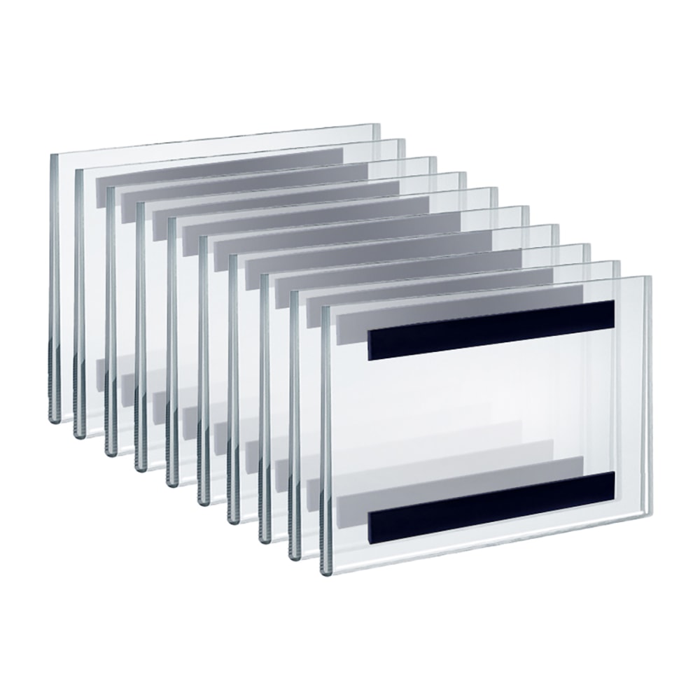 Azar Displays Magnet Back Horizontal U-Frame Sign Holders, 4inH x 6inW x 1/4inD, Clear, Pack Of 10 Sign Holders MPN:129914