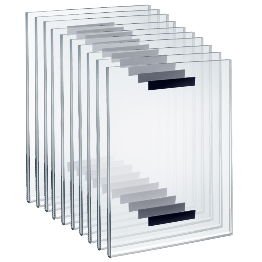 Azar Displays Acrylic Vertical Magnetic U-Frame Sign Holders, 11inH x 14inW x 1/4inD, Clear, Pack Of 10 Holders MPN:129946