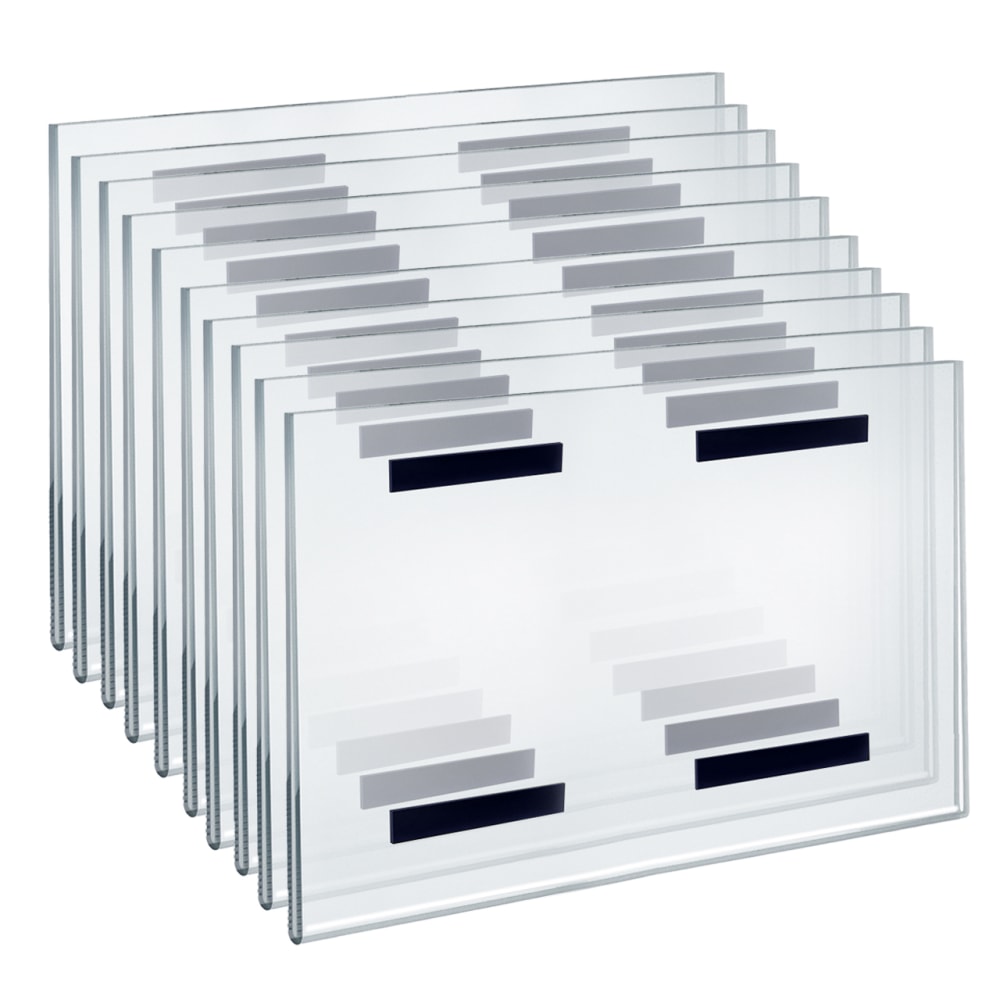 Azar Displays Magnetic Acrylic Horizontal Sign Holders, 11inH x 14inW x 1/4inD, Clear, Pack Of 10 Frames MPN:129948