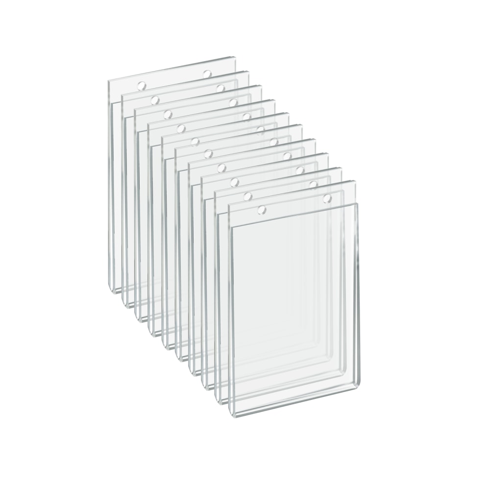 Azar Displays Acrylic Vertical Hanging U-Frame Sign Holders, 6in H x 4inW x 1/4inD, Clear, Pack Of 10 Holders MPN:162732