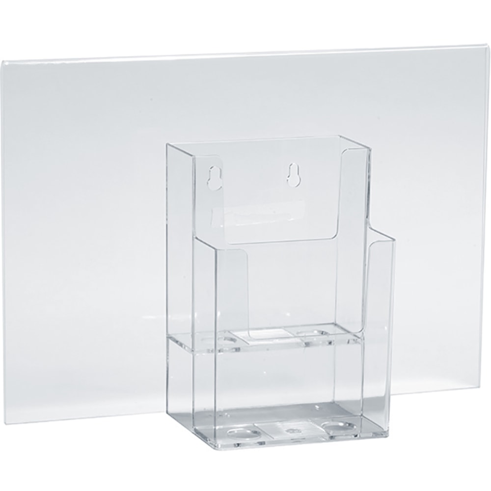 Azar Displays 2-Tier Trifold Sign Holders, 9-1/8inH x 13inW x 4inD, Clear, Set Of 2 Holders MPN:252059