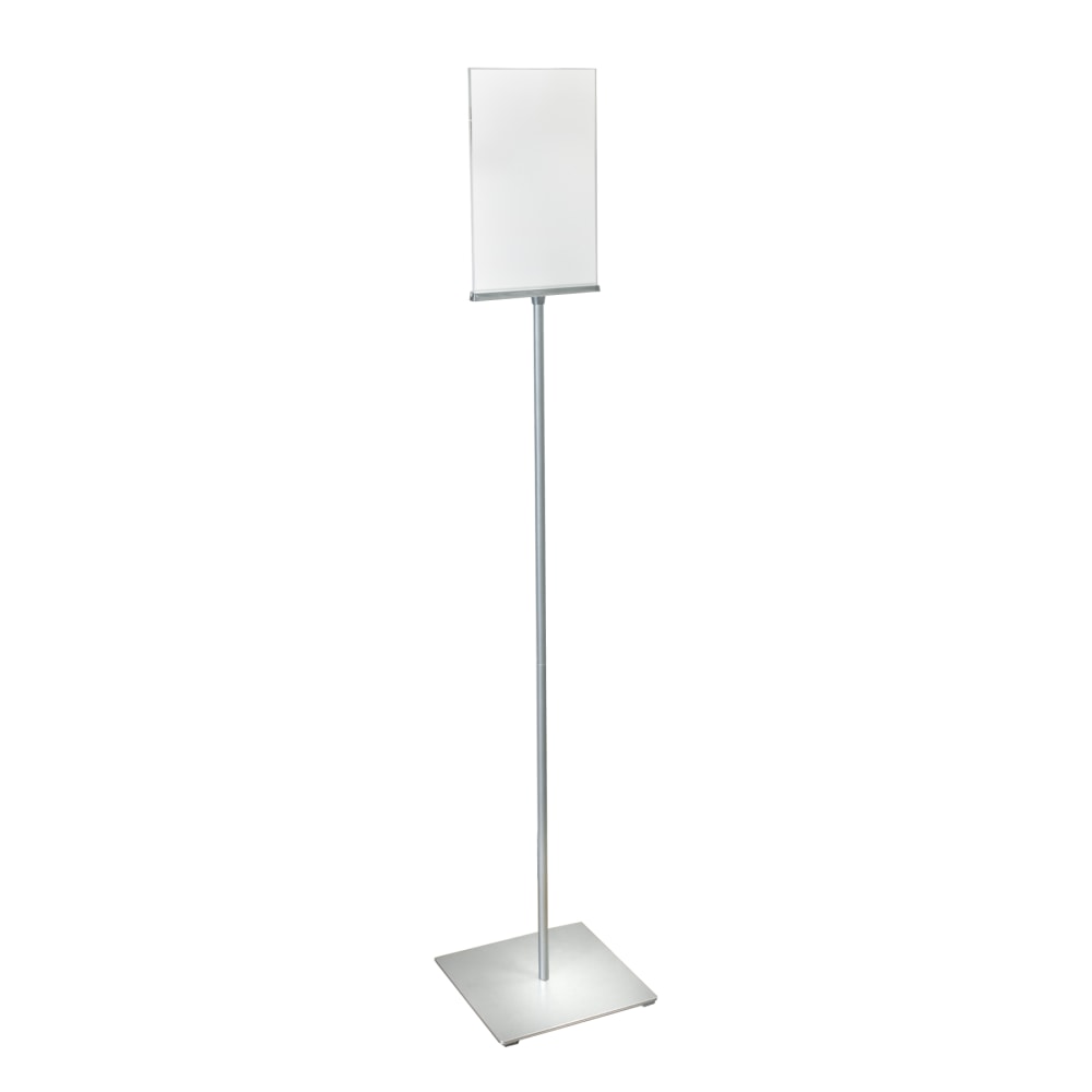Azar Displays Metal 2-Sided Floor Stand Vertical Sign Holder, 59inH x 12inW x 12inD, Silver MPN:300866