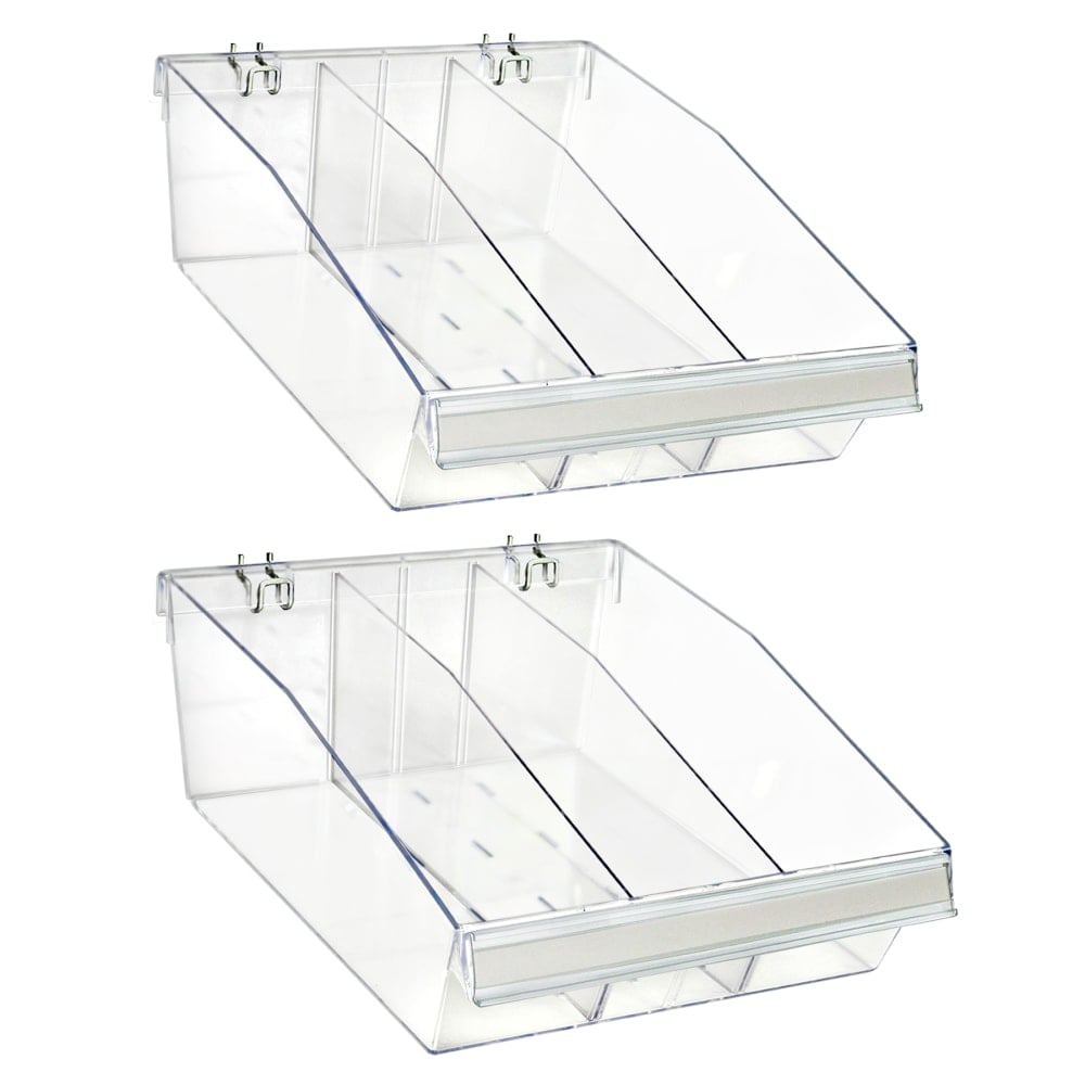 Azar Displays Deep Bin Tray Kits With Dividers, 5-3/4inH x 11-3/4inW x 14inD, Clear, Pack Of 2 Kits MPN:556130-M-DIV-2PK