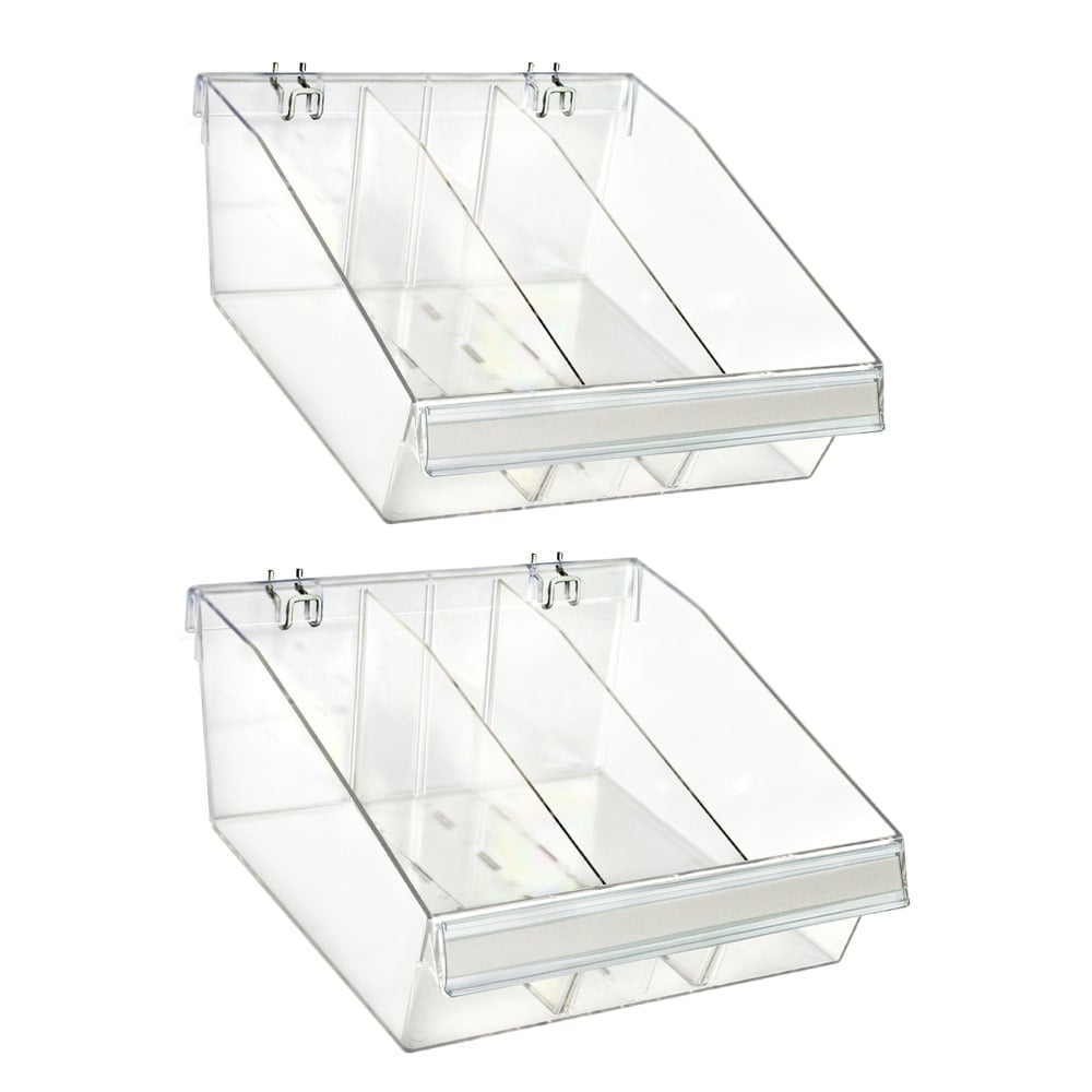 Azar Displays Small Deep Bin Tray Kits With Dividers, 5-3/4inH x 11-3/4inW x 12inD, Clear, Pack Of 2 Trays MPN:556132-S-DIV-2PK