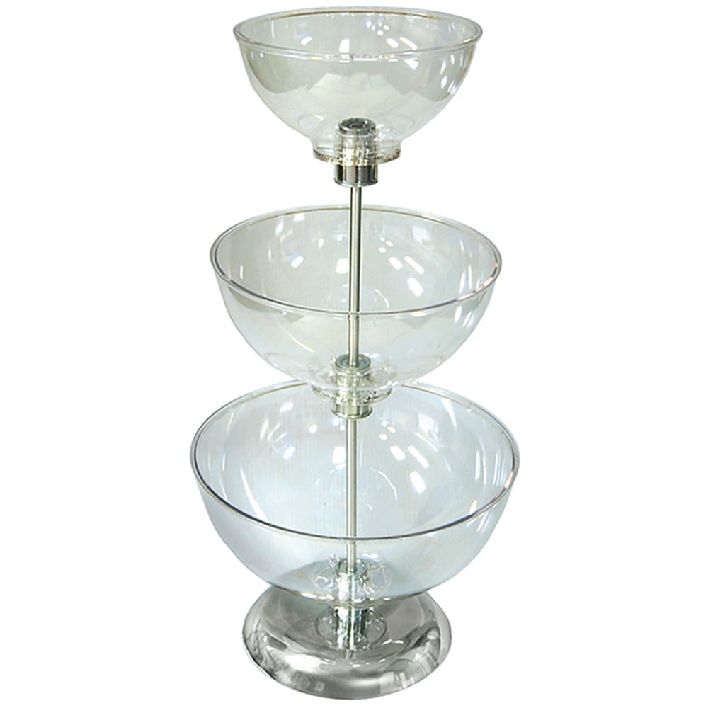 Azar Displays 3-Tier Bowl Display, 24inH x 12inW x 12inD, Clear MPN:720302