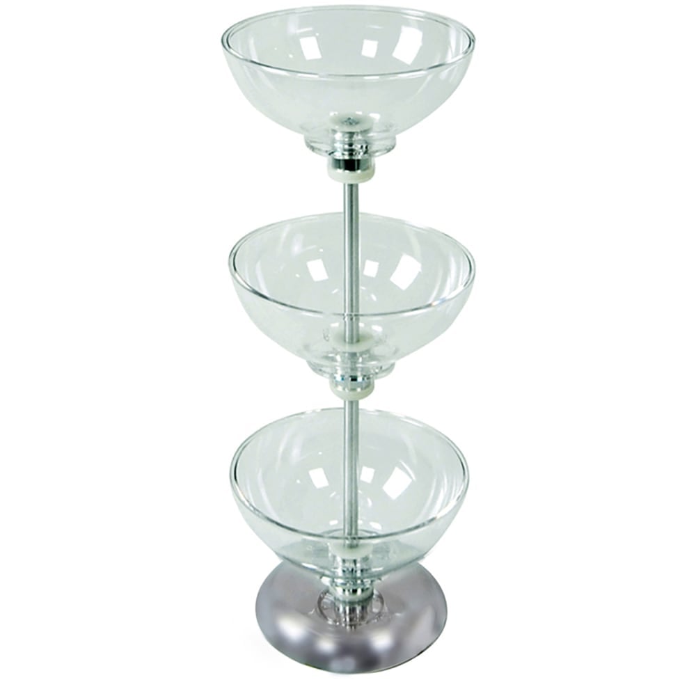 Azar Displays 3-Tier Bowl Display, 24-1/2inH x 8inW x 8inD, Clear MPN:720308