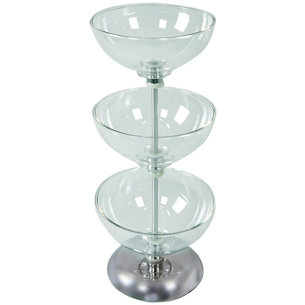 Azar Displays 3-Tier Bowl Display, 25-1/2inH x 10inW x 10inD, Clear MPN:720310