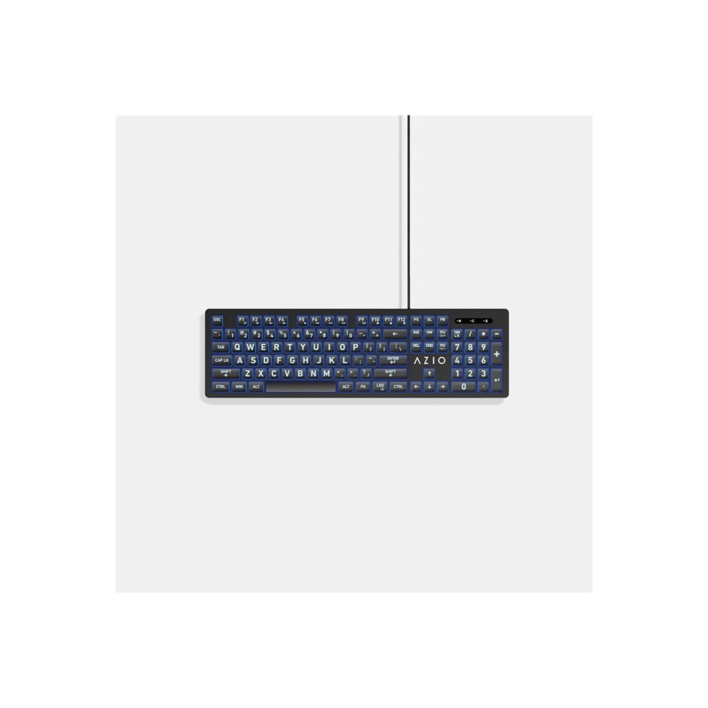 Azio Vision Large Font USB Keyboard, Standard, Red/Blue/Purple, KB512 MPN:KB512