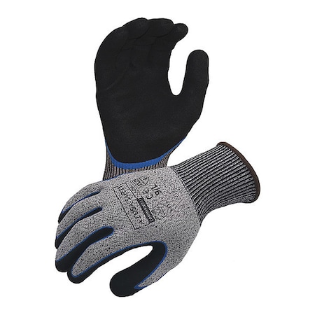 Cut Resistant Work Gloves, Cut Level A4, Dipped, Nitrile, Sandy-Foam, S 1 PR MPN:AZ591