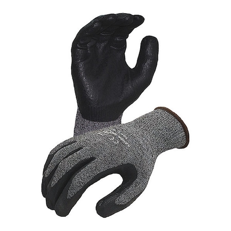 Coated Work Gloves, Nitrile, Textured-Foam, Palm, Grey/Black, S 1 PR MPN:AZNBR006