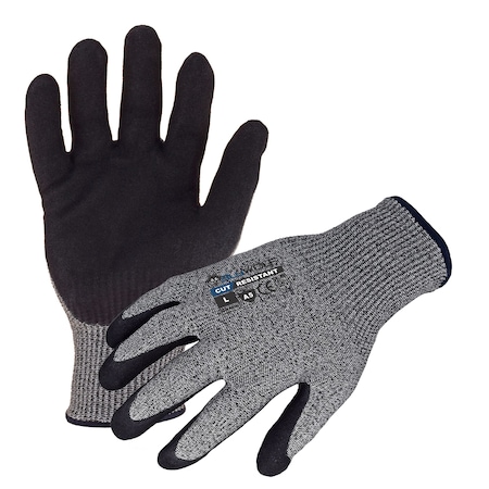 Cut Resistant Work Gloves, Cut Level A5, Dipped, Nitrile, Sandy-Foam, L 1 PR MPN:BW5000