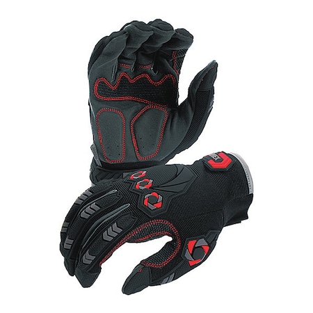Mechanics Gloves, 75% Polyester, 25% Polyurethane Palm, S, Black/Red MPN:KX05