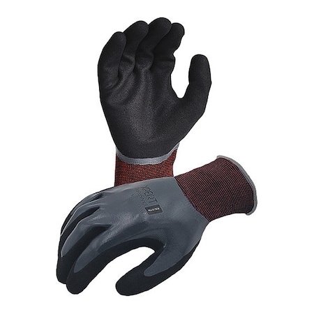 Coated Work Gloves, Nitrile, Sandy-Foam, Full, Black/Grey/Red, M 1 PR MPN:KX07N