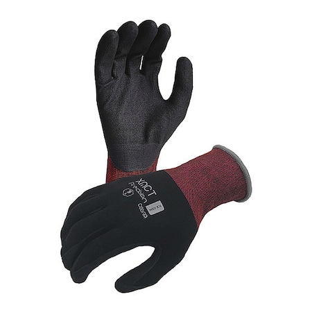 Coated Work Gloves, Nitrile, Ultra-Fine Micro-Foam, Palm, Black/Grey/Red, M 1 PR MPN:KX09N