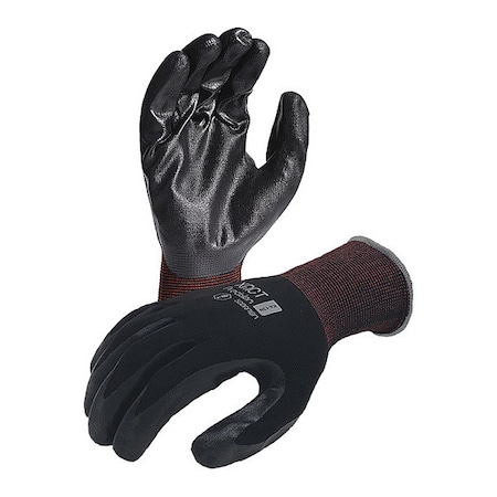 Coated Work Gloves, Nitrile, Flat, Palm Coating, Black/Grey/Red, Xl 1 PR MPN:KX13N