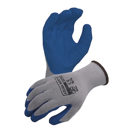 Coated Work Gloves, Latex, Crinkle, Palm, Grey/Blue, S 1 PR MPN:L22115