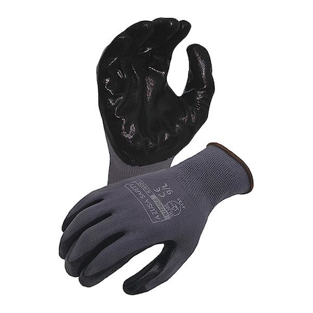 Coated Work Gloves, Nitrile, Flat, Palm, Grey/Black, Xl 1 PR MPN:N10520-XL