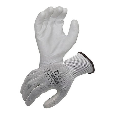 Coated Work Gloves, Polyurethane, Smooth, Palm, White/White, M 1 PR MPN:N10550-M