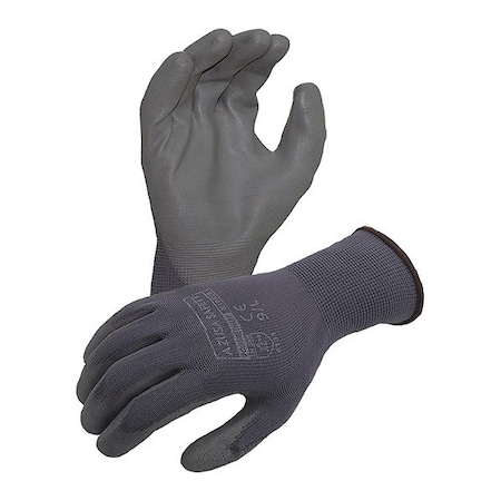 Coated Work Gloves, Polyurethane, Smooth, Palm, Grey/Grey, XS 1 PR MPN:N10559