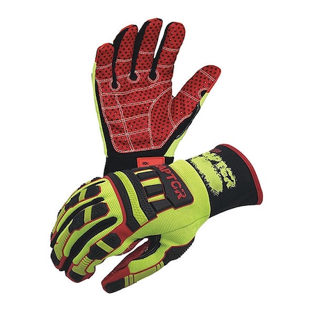 Cut Resistant Gloves, Synthetic Suede Palm, XL, Hi-Visibility Yellow/ Red MPN:RIGRAP