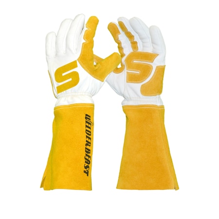 Welding Gloves, Cinched Wrist Cuff, English Thumb, Goatskin, L, 1 PR MPN:WHYBRID