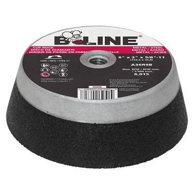 6 X 2 X 5/8-11 B-Line T11 Cup Wheel A36R9B MPN:903-0006