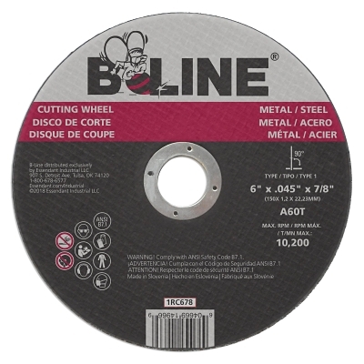 6 X .045 B-Line T1 Cutting Wheel A60T 7/8 A.H. MPN:903-1RC678