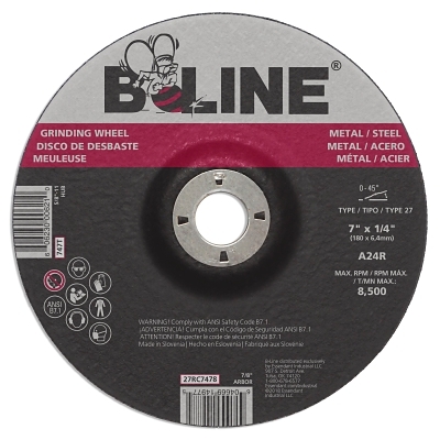 7 X 1/4 B-Line T27 Grinding Wheel A24R 7/8 A.H. MPN:903-27RC7478