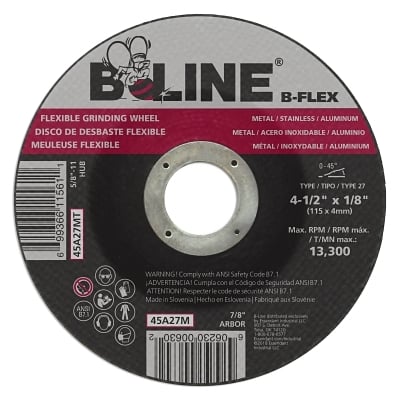 4-1/2 X 1/8 B-Line T27B-Flex Wheel 7/8 A.H. MPN:903-45A27M