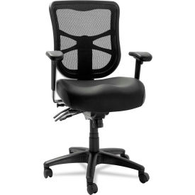 Alera® Multifunction Mesh Chair - Leather - Mid Back - Black - Elusion Series EL4215